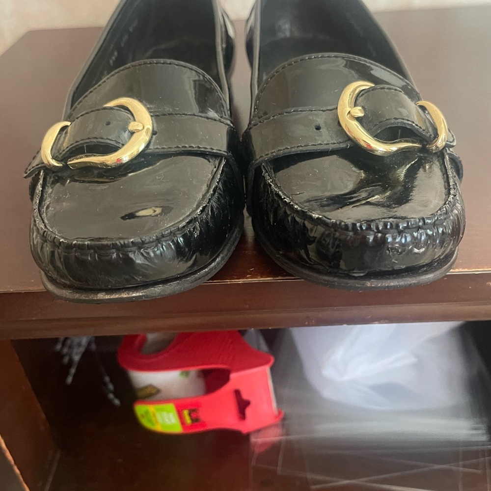 COLE HAAN BLACK PATENT LEATHER BUCKLE LOAFERS SIZE 8.5 - Picture 6 of 9